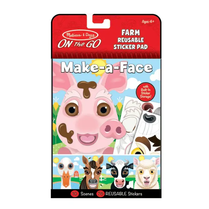 Melissa & Doug Make-a-Face Farm Reusable Sticker Pad