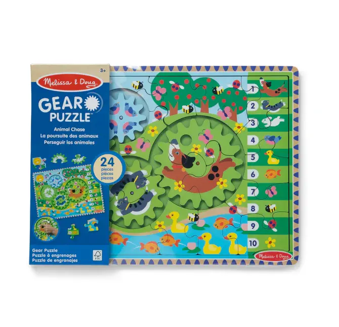 Melissa & Doug Wooden Animal Chase ISpy Gear Puzzle