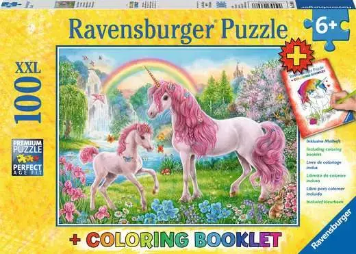 Ravensburger Magical Unicorns 100pc Puzzle & Coloring Book