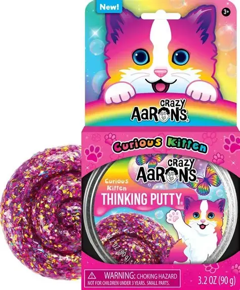 Crazy Aaron Curious Kitten Thinking Putty 4" Tin