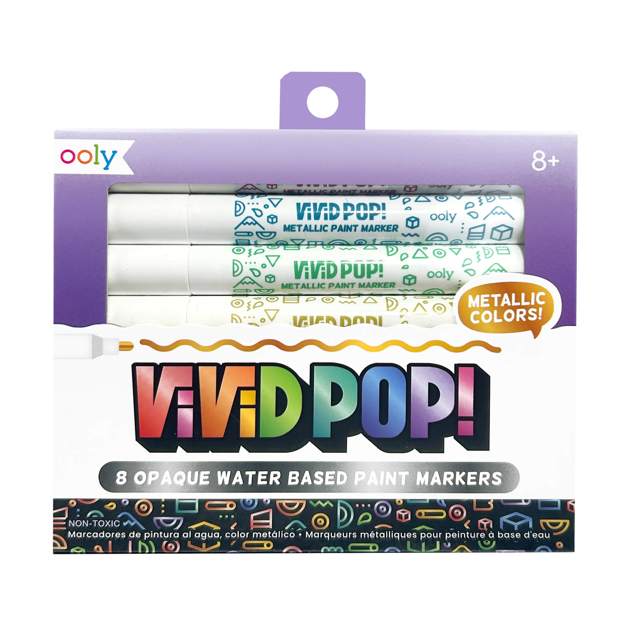 Vivid Pop! 8 Water Based Paint Markers - Metallic
