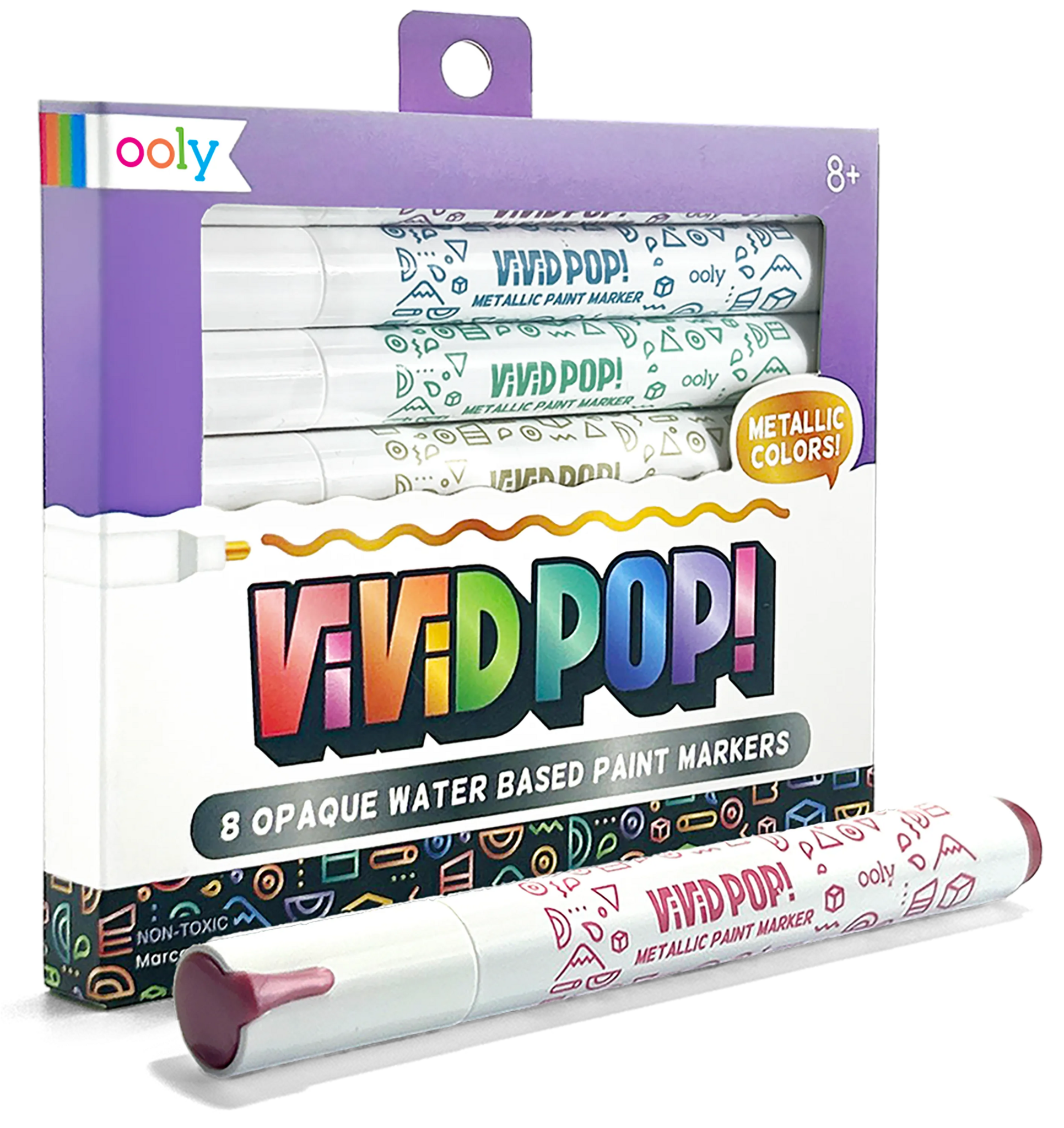 Vivid Pop! 8 Water Based Paint Markers - Metallic