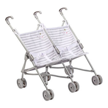Berenguer Boutique Twin Doll Stroller - Elephant Theme Grey