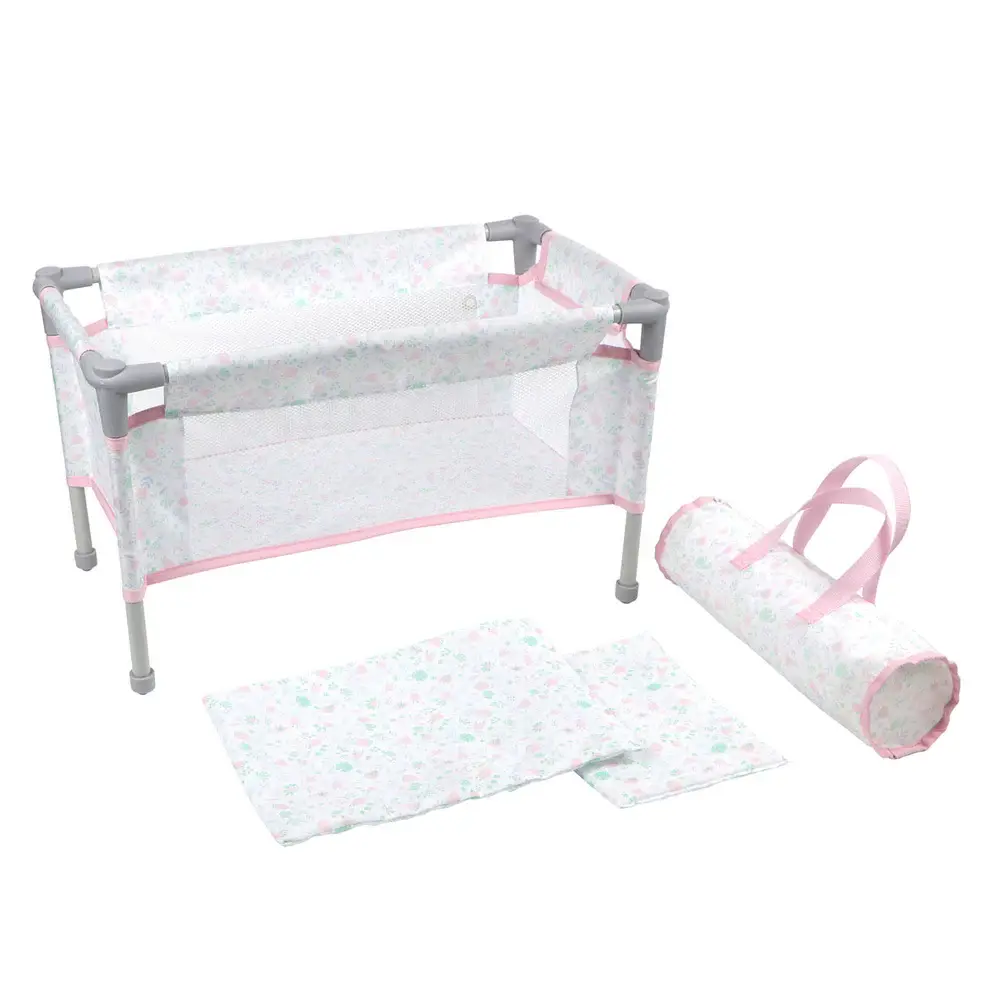 Berenguer Folding Doll Crib/Playpen Pink w/Travel Bag