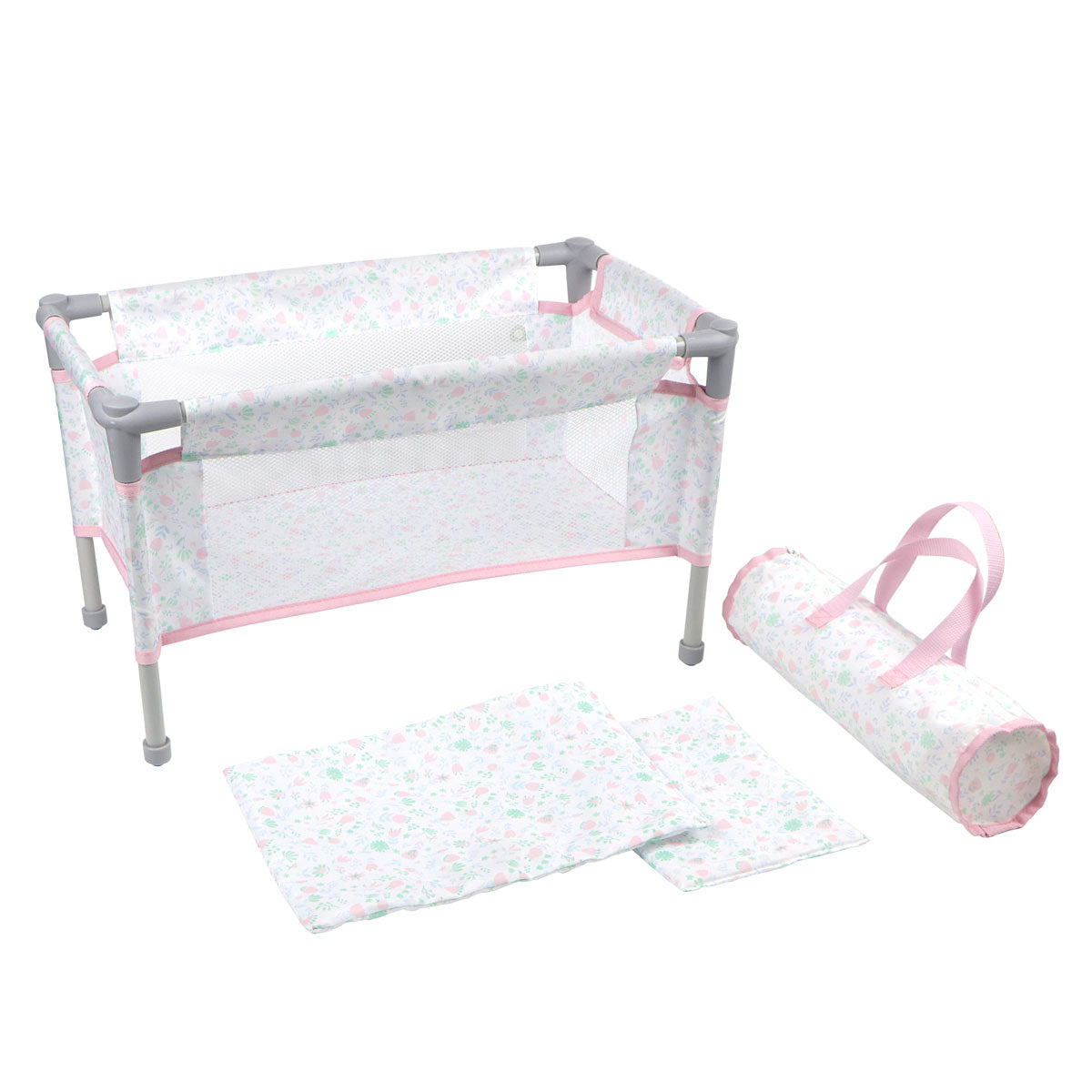 Berenguer Folding Doll Crib/Playpen Pink w/Travel Bag