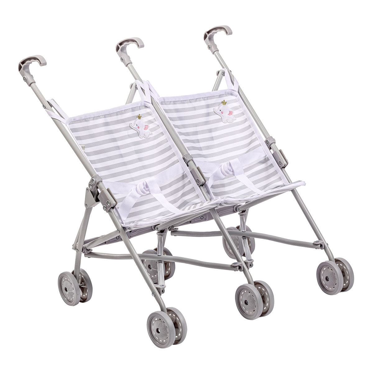 Berenguer Boutique Twin Doll Stroller - Elephant Theme Grey