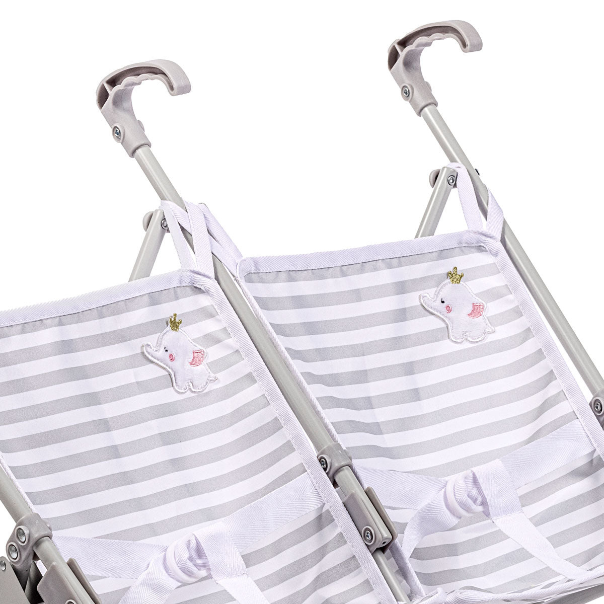 Berenguer Boutique Twin Doll Stroller - Elephant Theme Grey