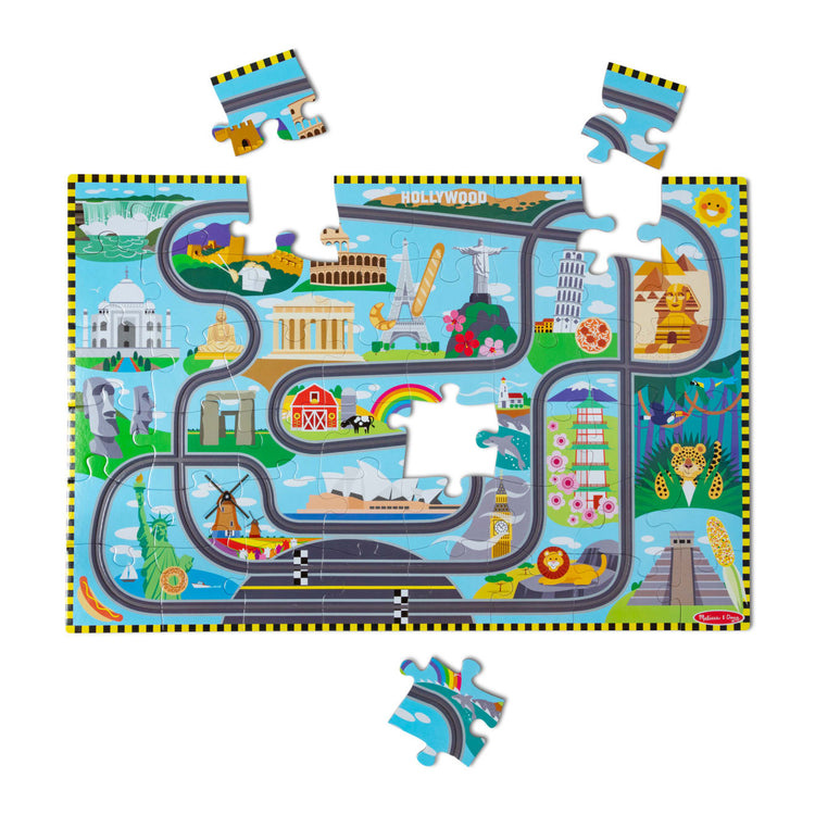 Melissa & Doug Race Around the World Tracks Floor Puzzle