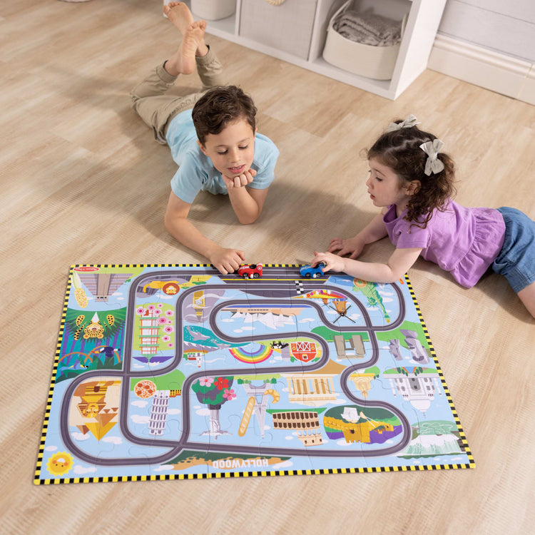 Melissa & Doug Race Around the World Tracks Floor Puzzle
