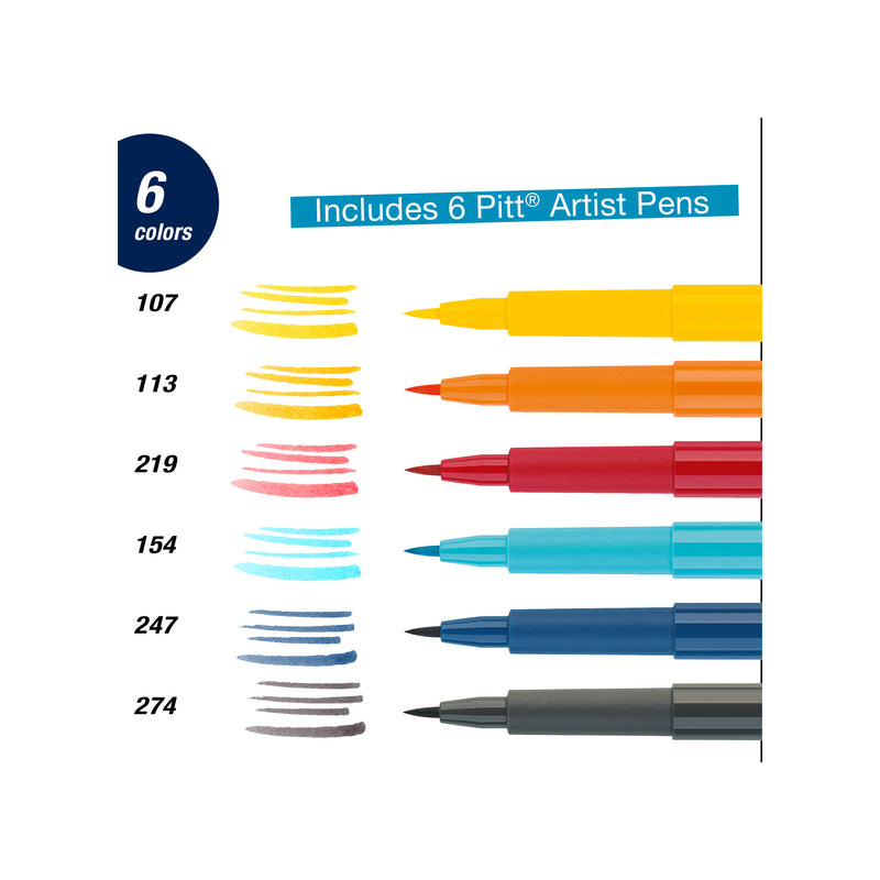 Faber-Castell Wallet - 6ct Pitt Artist Pen  Shonen