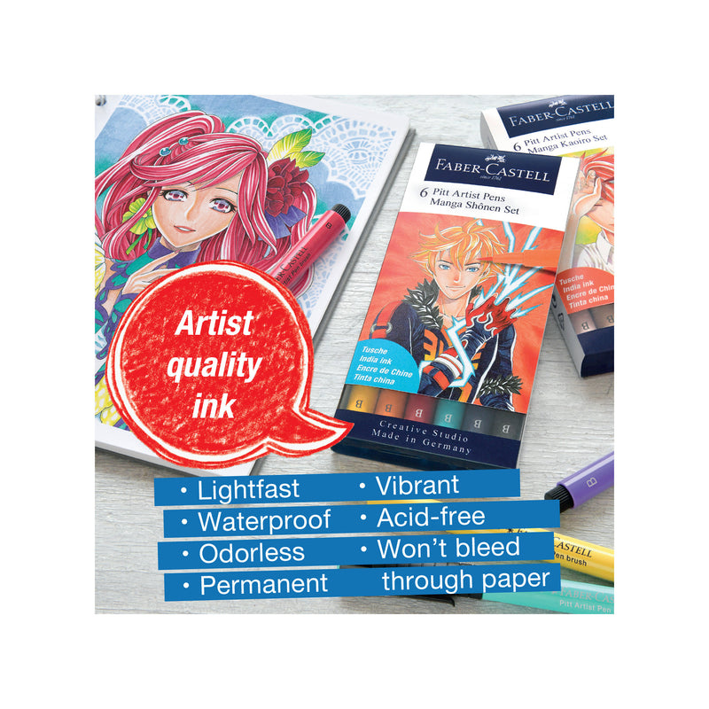 Faber-Castell Wallet - 6ct Pitt Artist Pen  Shonen