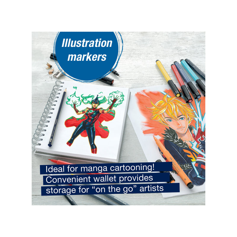 Faber-Castell Wallet - 6ct Pitt Artist Pen  Shonen