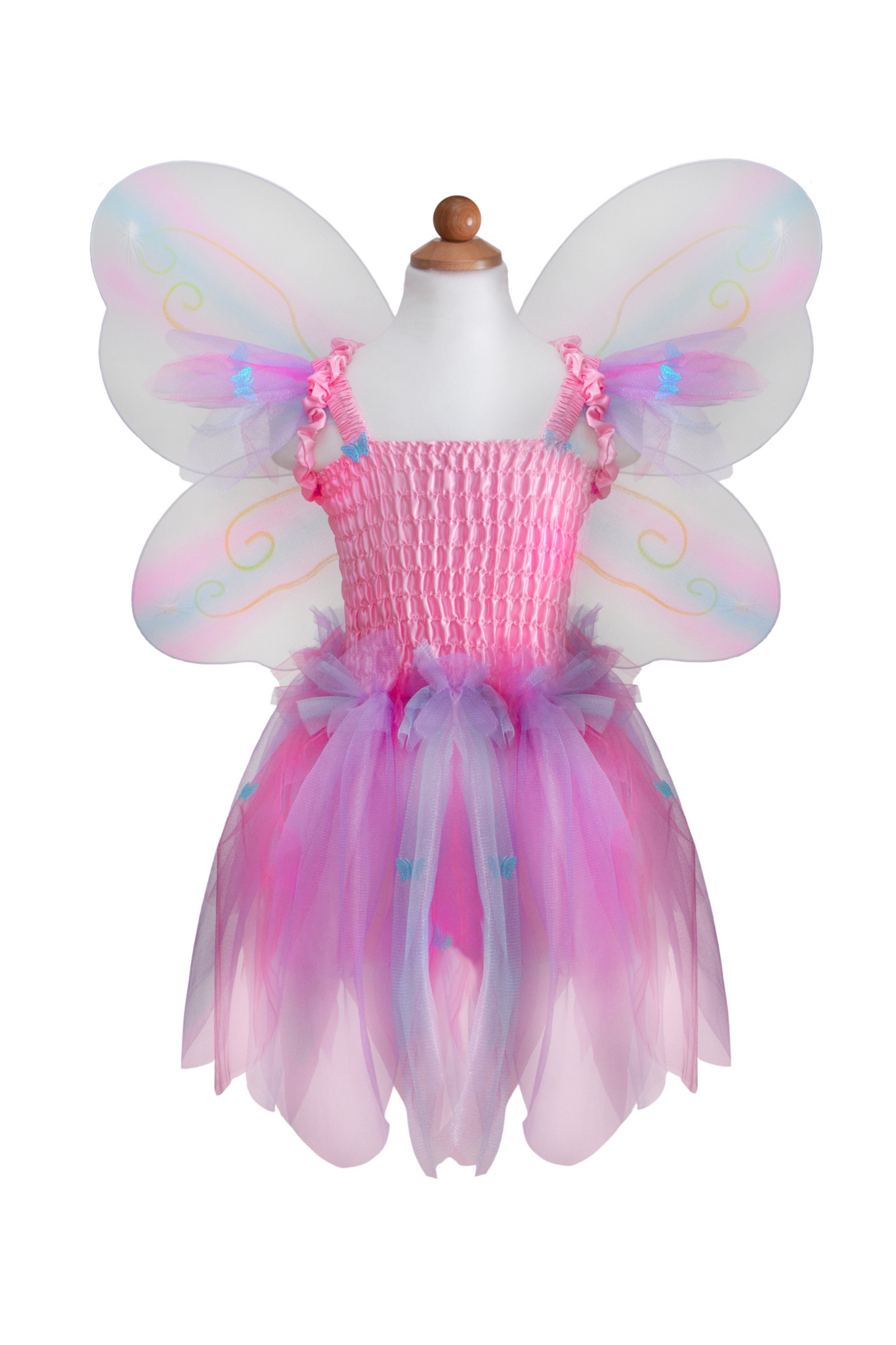 Great Pretenders Butterfly Dress & Wings With Wand, Pink/Multi,  Size 5-6
