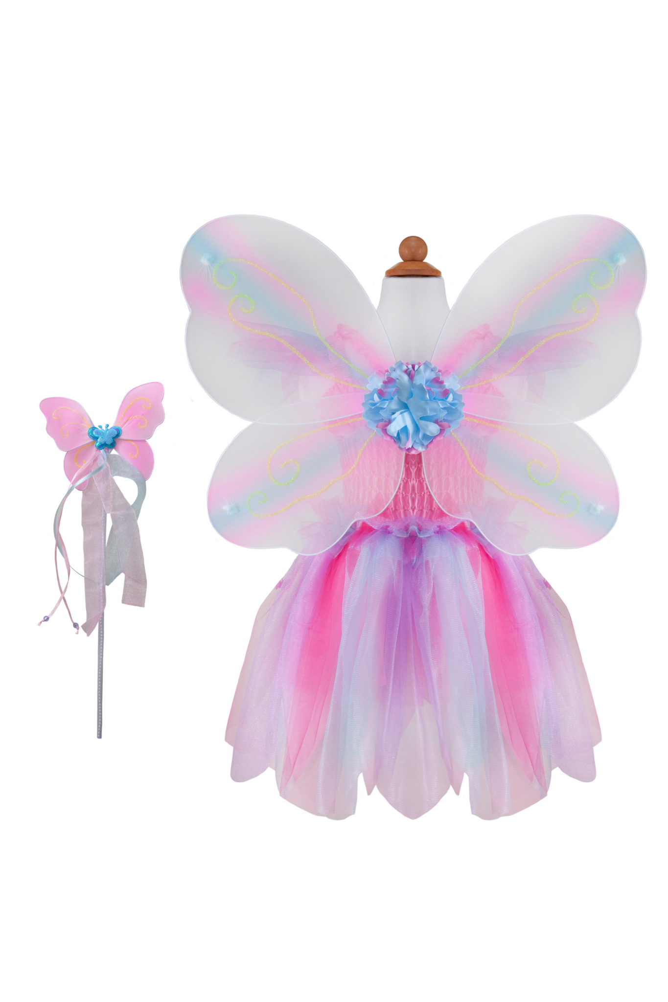 Great Pretenders Butterfly Dress & Wings With Wand, Pink/Multi,  Size 5-6