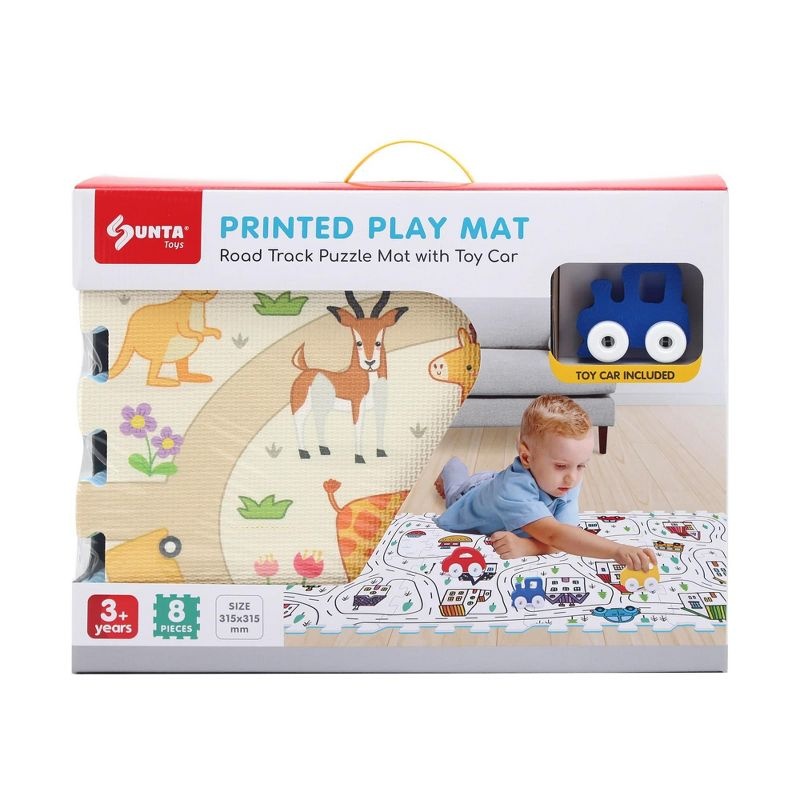 TriACTION Toys Foam Car with Safari Set - 9 Piece Set (3+)