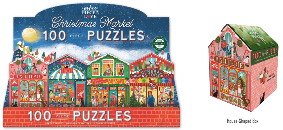 eeBoo Christmas Market 100 Piece Puzzles Assortment