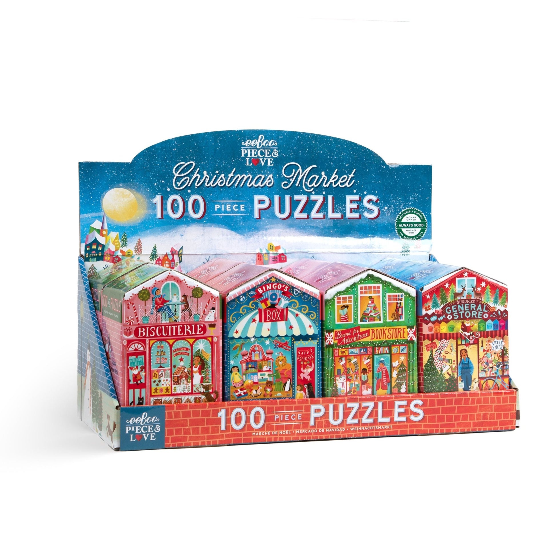 eeBoo Christmas Market 100 Piece Puzzles Assortment