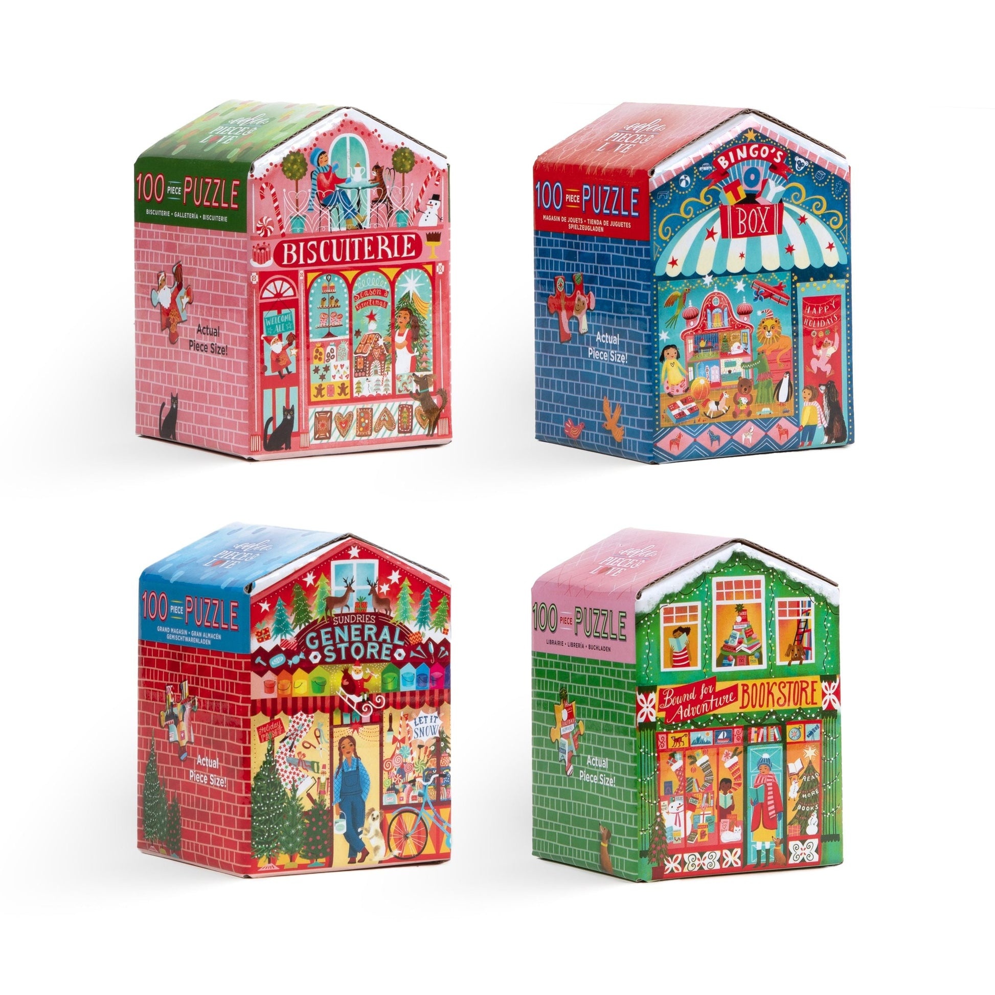 eeBoo Christmas Market 100 Piece Puzzles Assortment