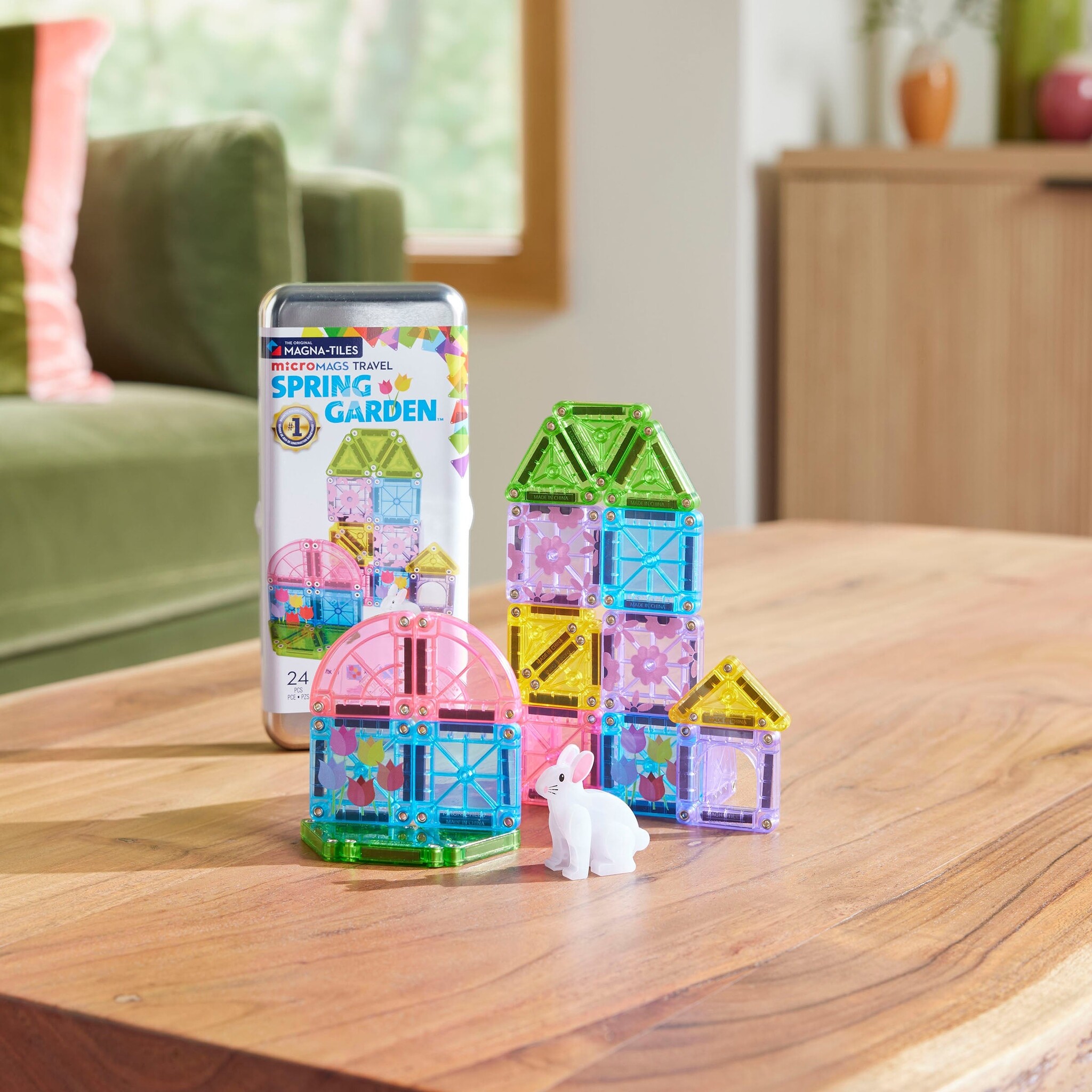 Magna-Tiles microMAGS Spring Garden 24-Piece Travel Set