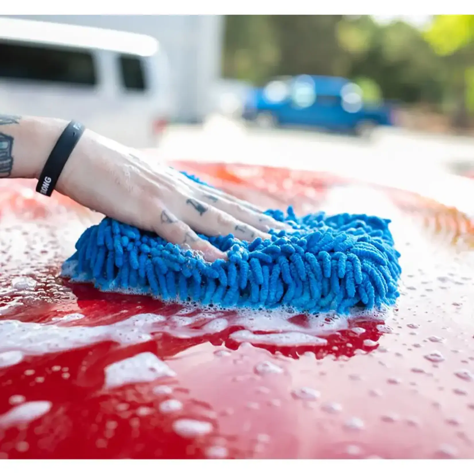 The Rag Company Chenille Wash Mitt Blue