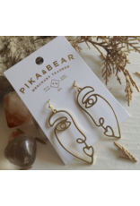 Pika & Bear Picasso Abstract Brass Face Earrings