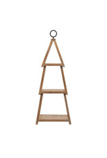 3 Shelf Tree Shaped Distressed Wooden Stand 27"H