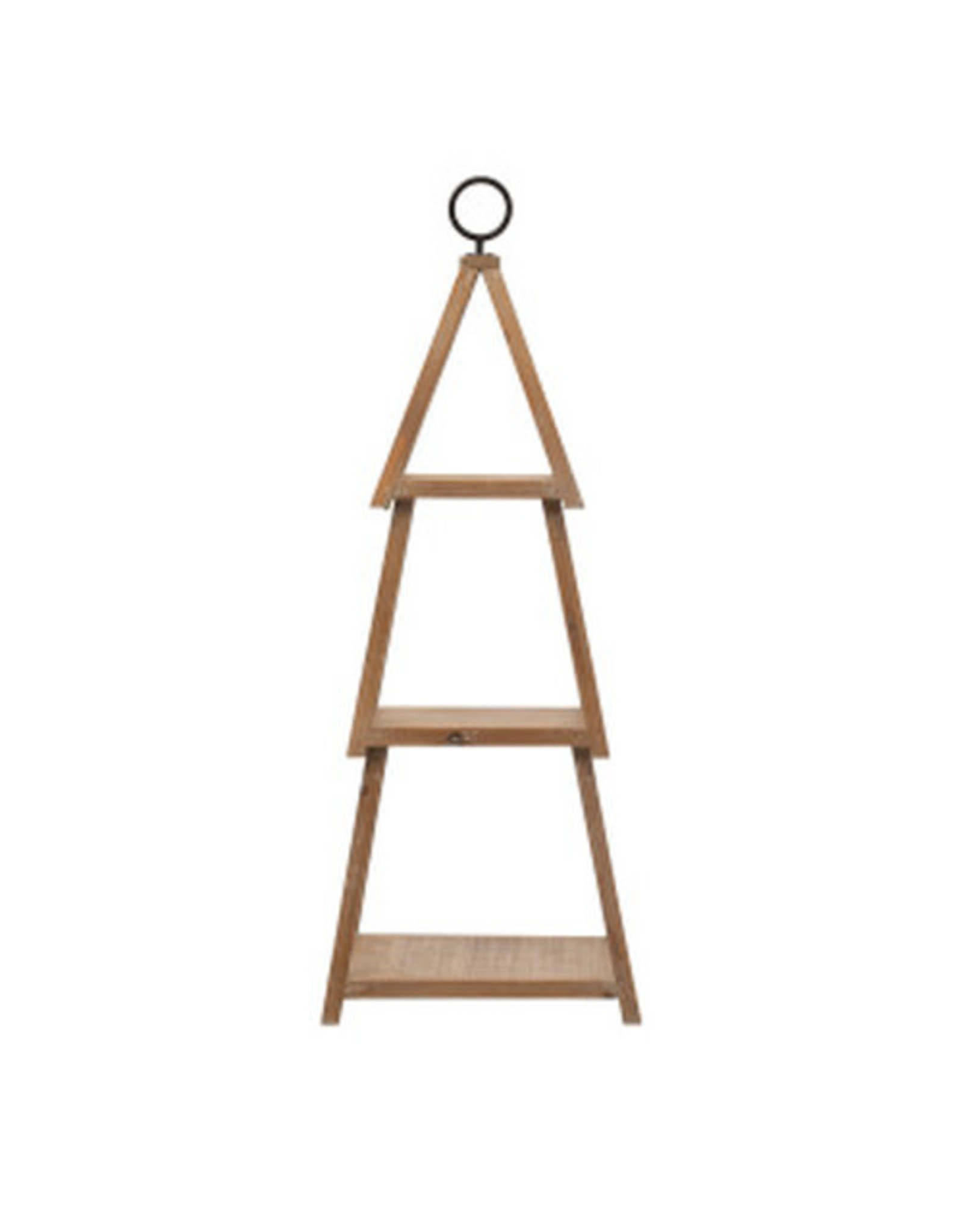 3 Shelf Tree Shaped Distressed Wooden Stand 27"H