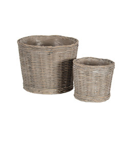 Brown Ceramic Basket Pot - S