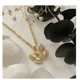 Pika & Bear Papillon Butterfly Charm Necklace - Gold