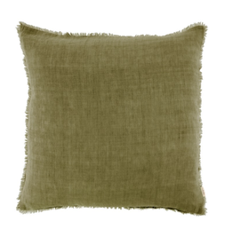 Lina Linen Pillow - Dark Moss - 24" x 24"