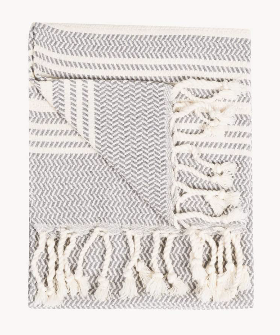 Turkish Hand Towel Hasir Slate Lulu & Lavigne Home Studio