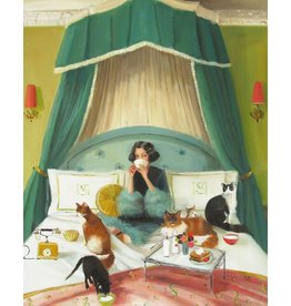 Janet Hill Studio Art Print - Mademoiselle Mink Breakfasts In Bed - 8.5" x 11"