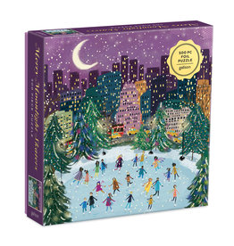 Merry Moonlight Skaters with Gold Foil - 500 Piece Puzzle