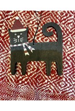 Wooden Cat with Hat Ornament