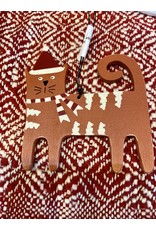 Wooden Cat with Hat Ornament