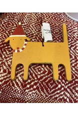 Wooden Dog with Hat Ornament