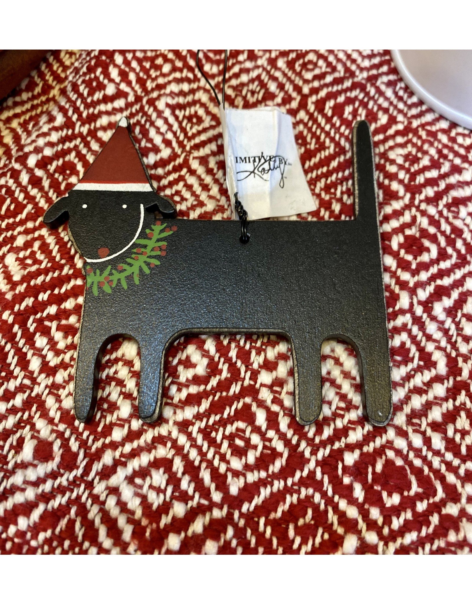 Wooden Dog with Hat Ornament