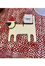 Wooden Dog with Hat Ornament