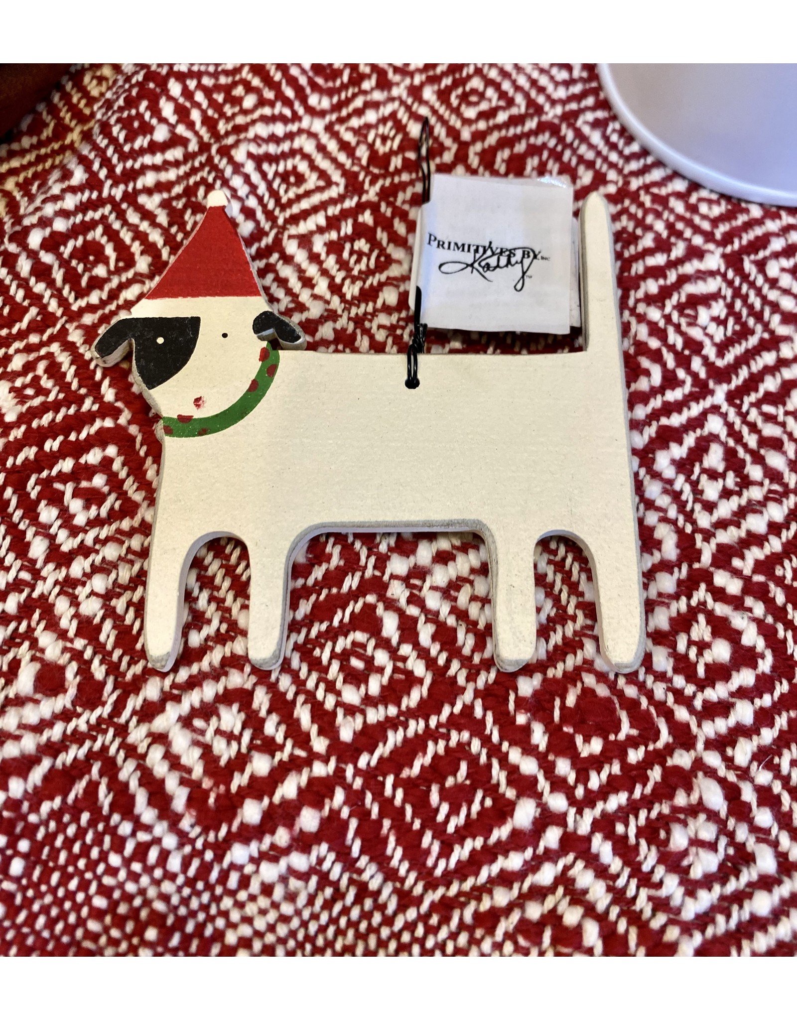 Wooden Dog with Hat Ornament