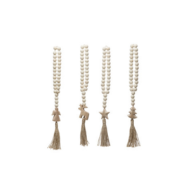 Wood Beads with Seasonal Icon & Jute Tassel - 14"