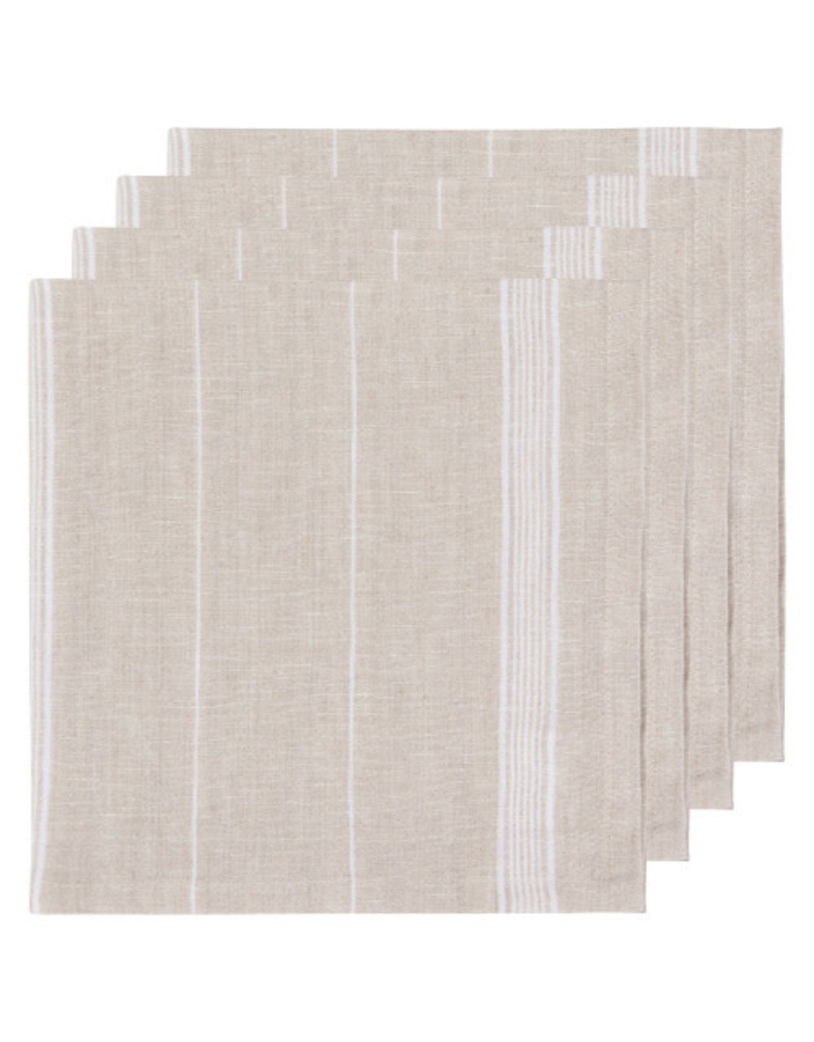 White Maison Stripe Linen Napkins - Set of 4