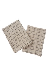 Black Check Linen Tea Towels - Set of 2