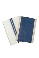 Navy French Stripe Linen Tea Towel - Set of 2