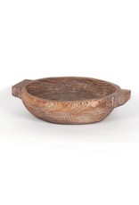 Round Wood Bowl with Handles