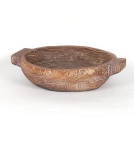 Round Wood Bowl with Handles