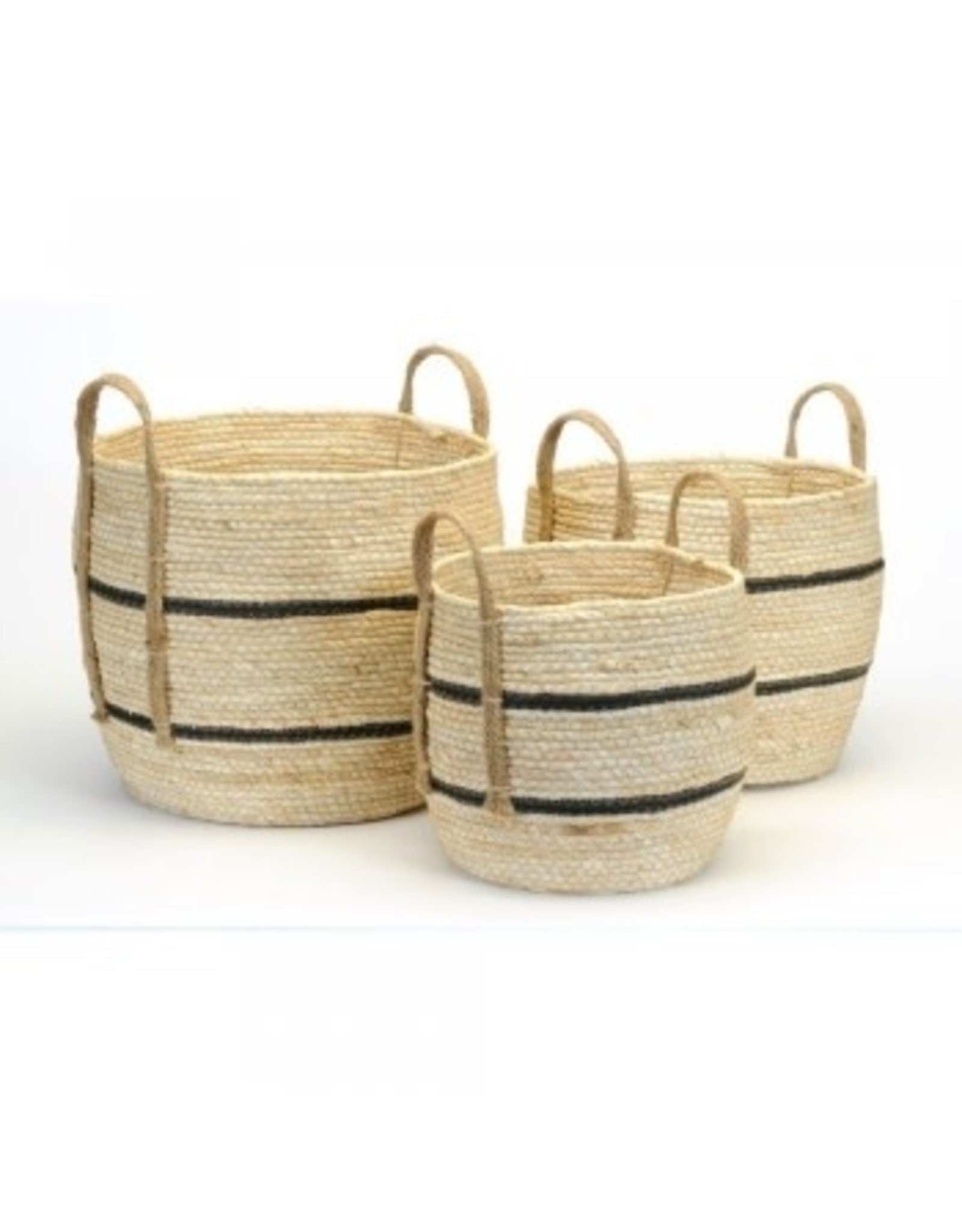 Hyacinth Basket with Black Stripes