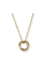 jj+rr Textured Triple Ring Necklace - Brushed Stainless Steel- Gold