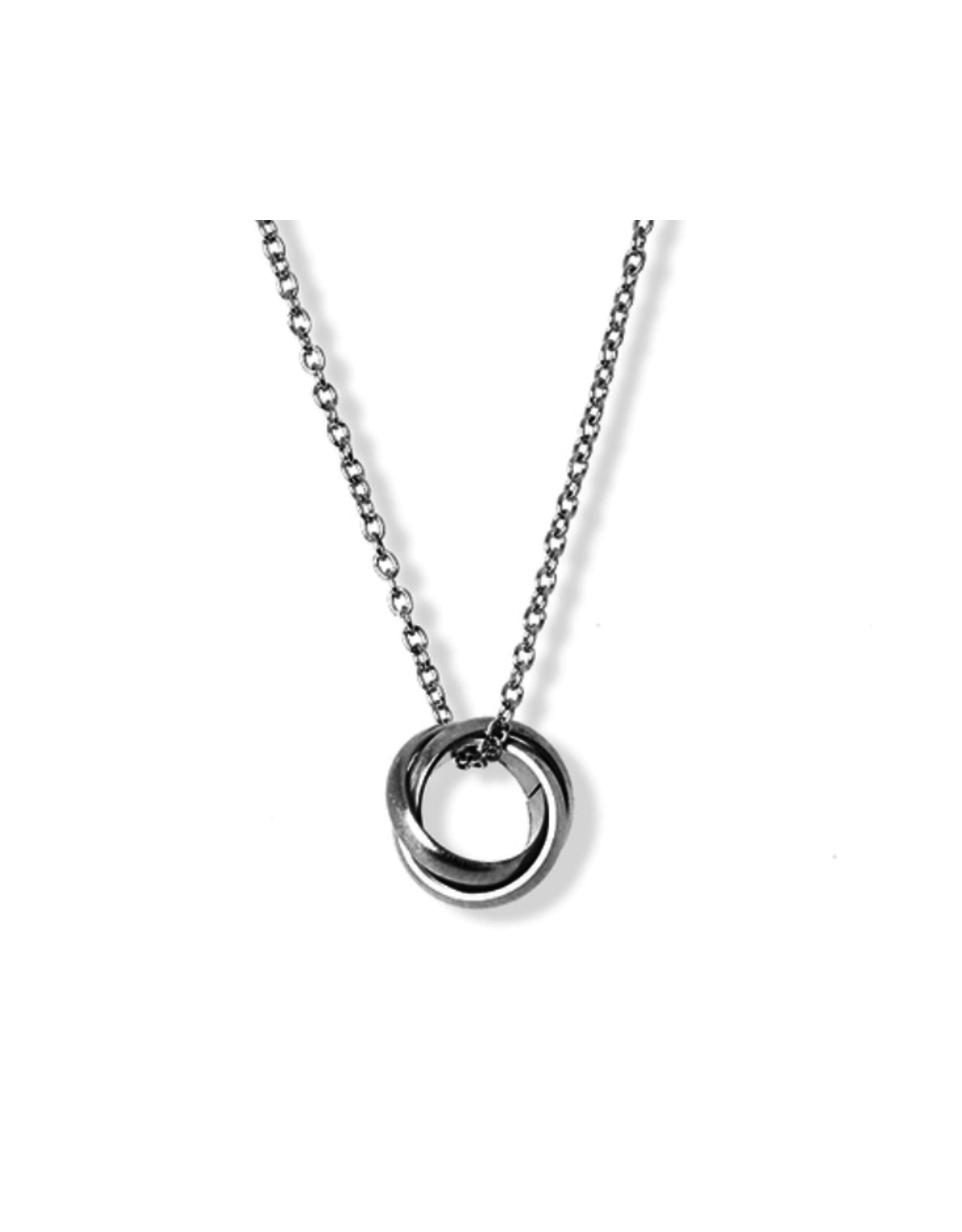 jj+rr Textured Triple Ring Necklace - Brushed Stainless Steel-Silver