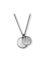 jj+rr Double Circle Drop Necklace - Brushed Stainless Steel - Silver