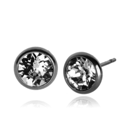 jj+rr Swarovski Crystal Stud Earring - Stainless Steel - Silver
